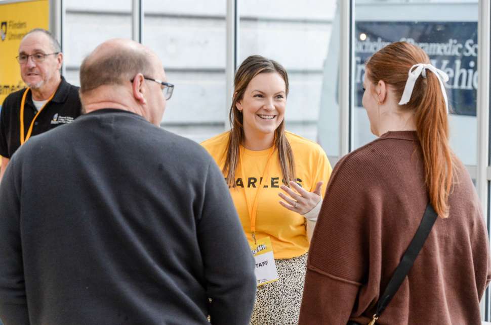 Look for the yellow t-shirts help